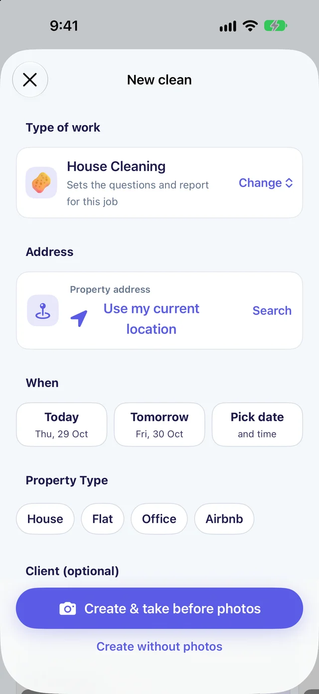 Afterproof new job form